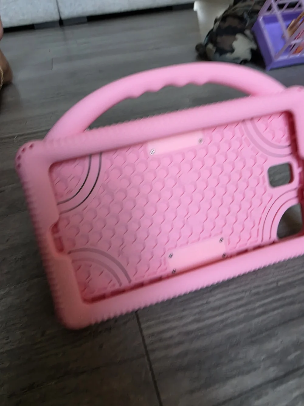Onn. Universal Silicone Bumper Tablet Case with Built-In Viewing Stand - Pink